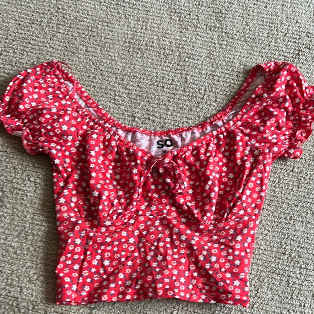 SO Women's Red Floral Top